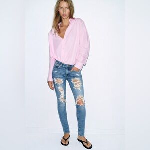 Light Blue Distressed Skinny Jeans